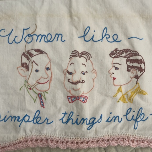 Vintage Handmade Upcycled Pillowcase Aprons His and Hers - Picture 5 of 12